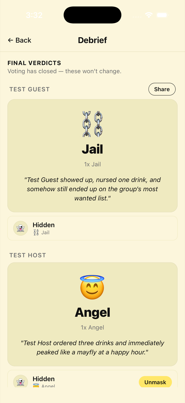 Last Call Group Night debrief and verdicts